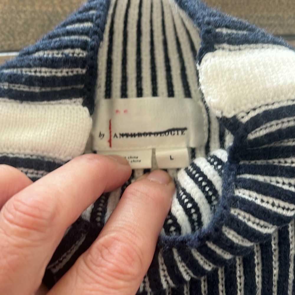 Anthropology Striped navy and White women’s Sweater NWOT - Picture 3 of 4